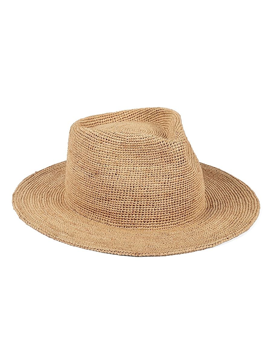 Women's Raffia Straw Fedora - Natural - Size Large
