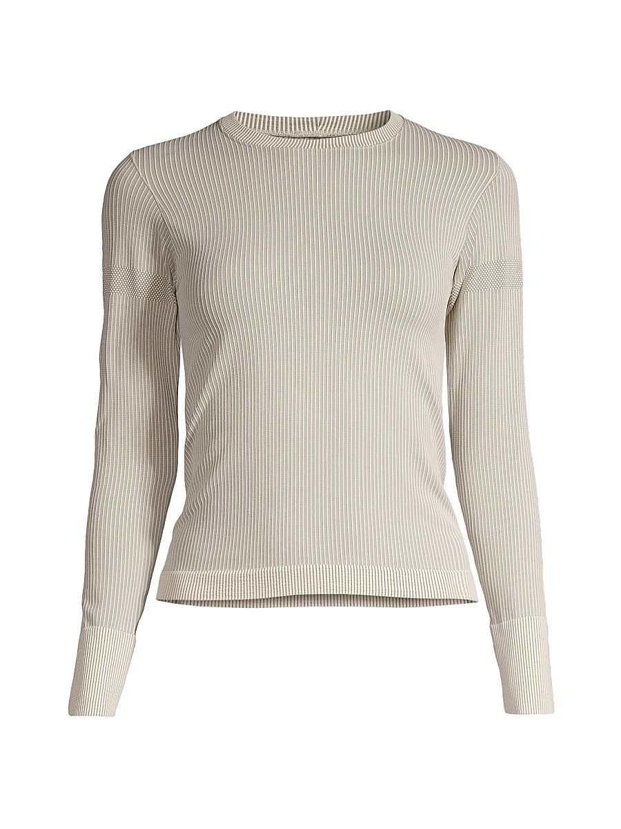 Women's Baselayer Compression Rib-Knit Ski Top - Ecru - Size XS