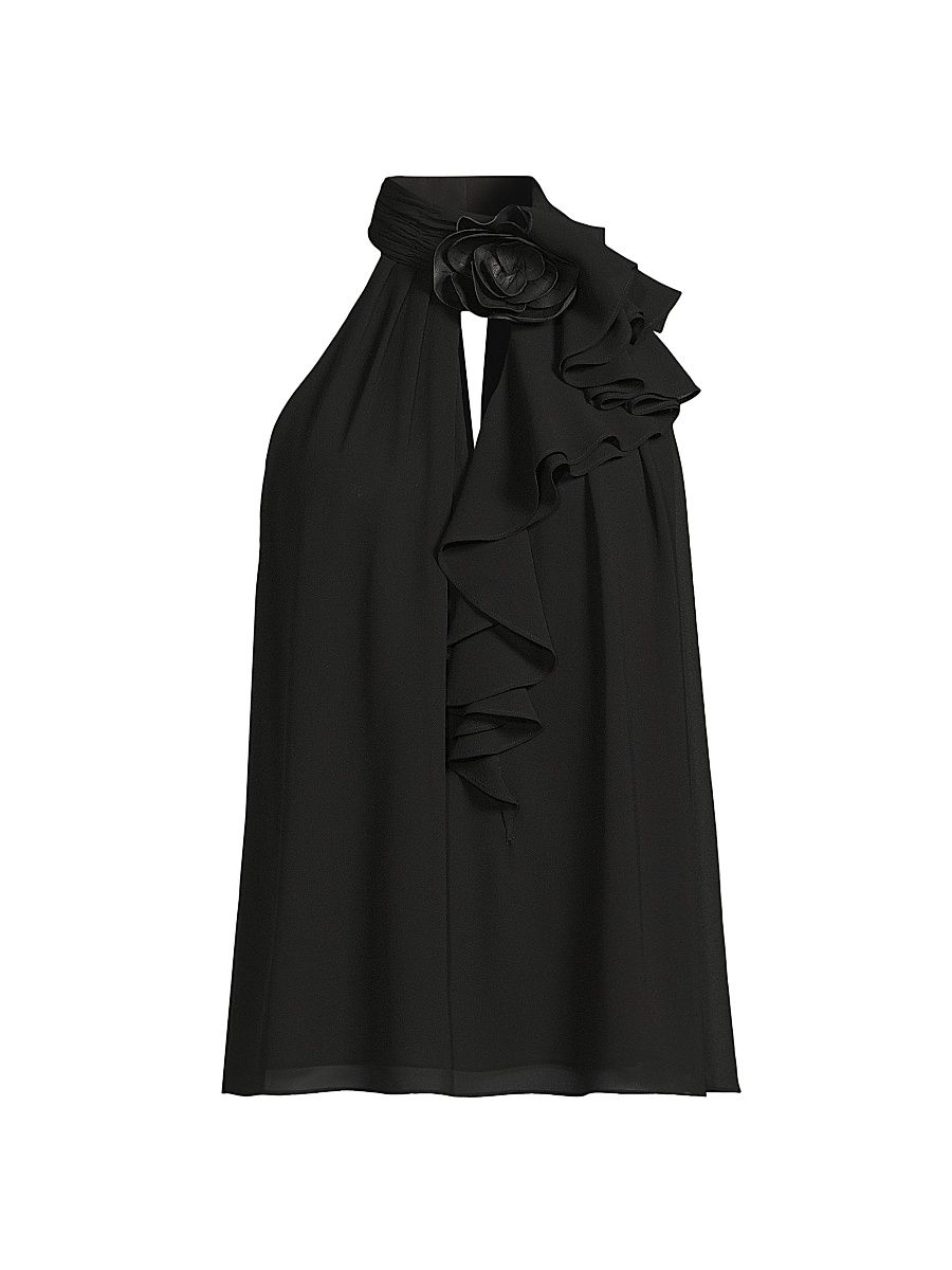 Women's Shilo Floral Sleeveless Blouse - Black - Size Large