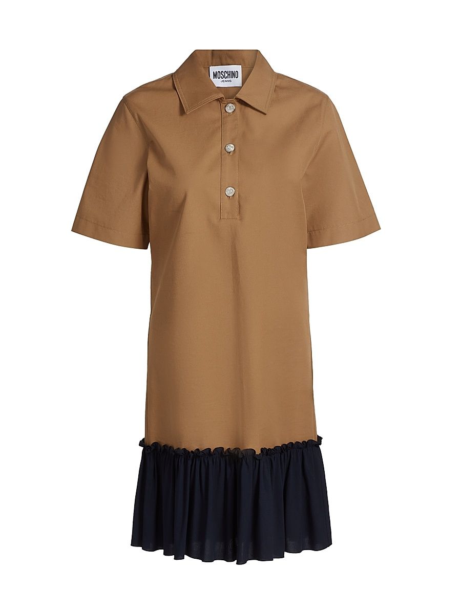 Women's Mix Media Shirtdress - Multi Brown - Size 14