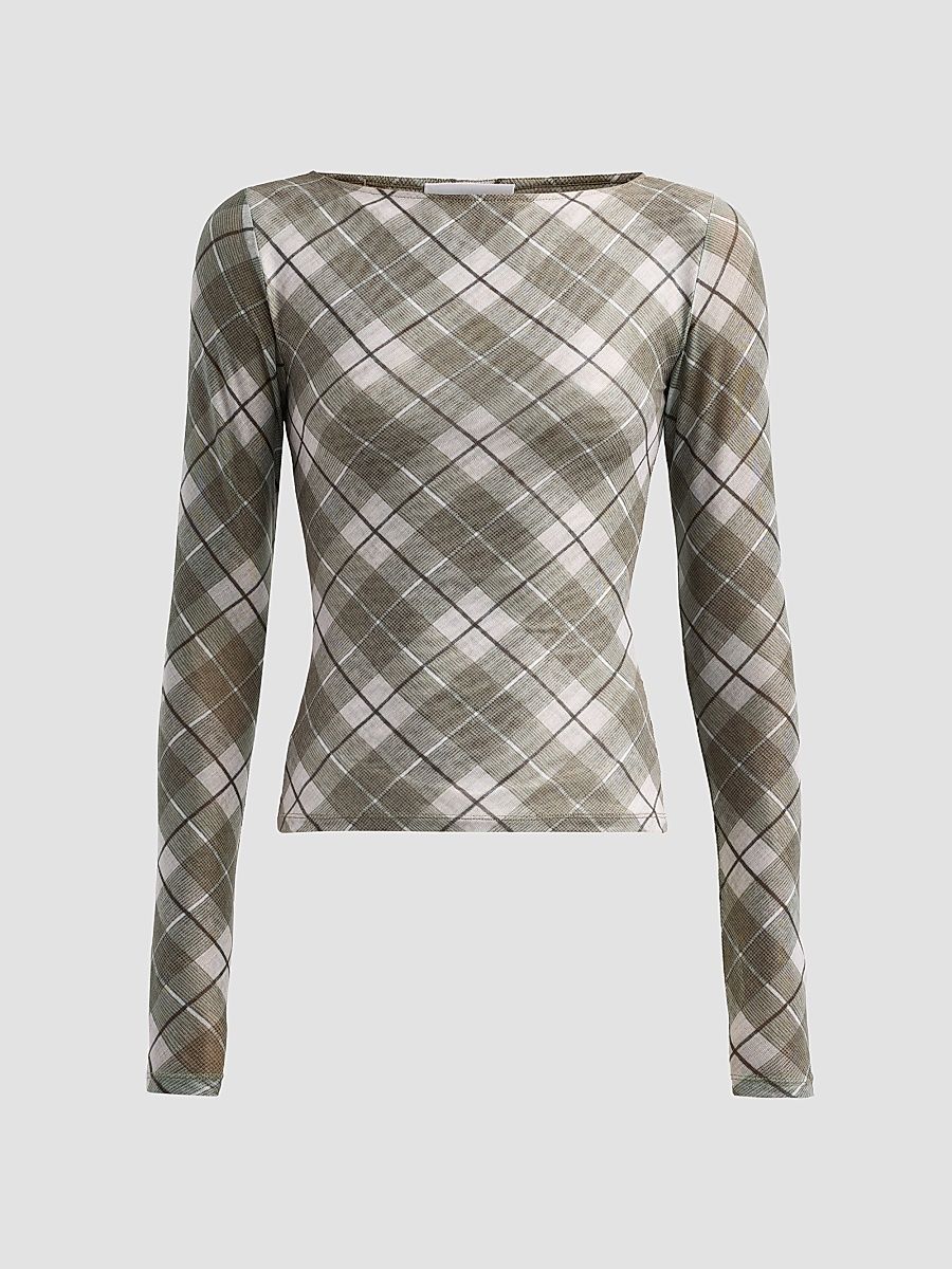 Women's Flume Plaid Long-Sleeve Top - Stevie Plaid - Size XL