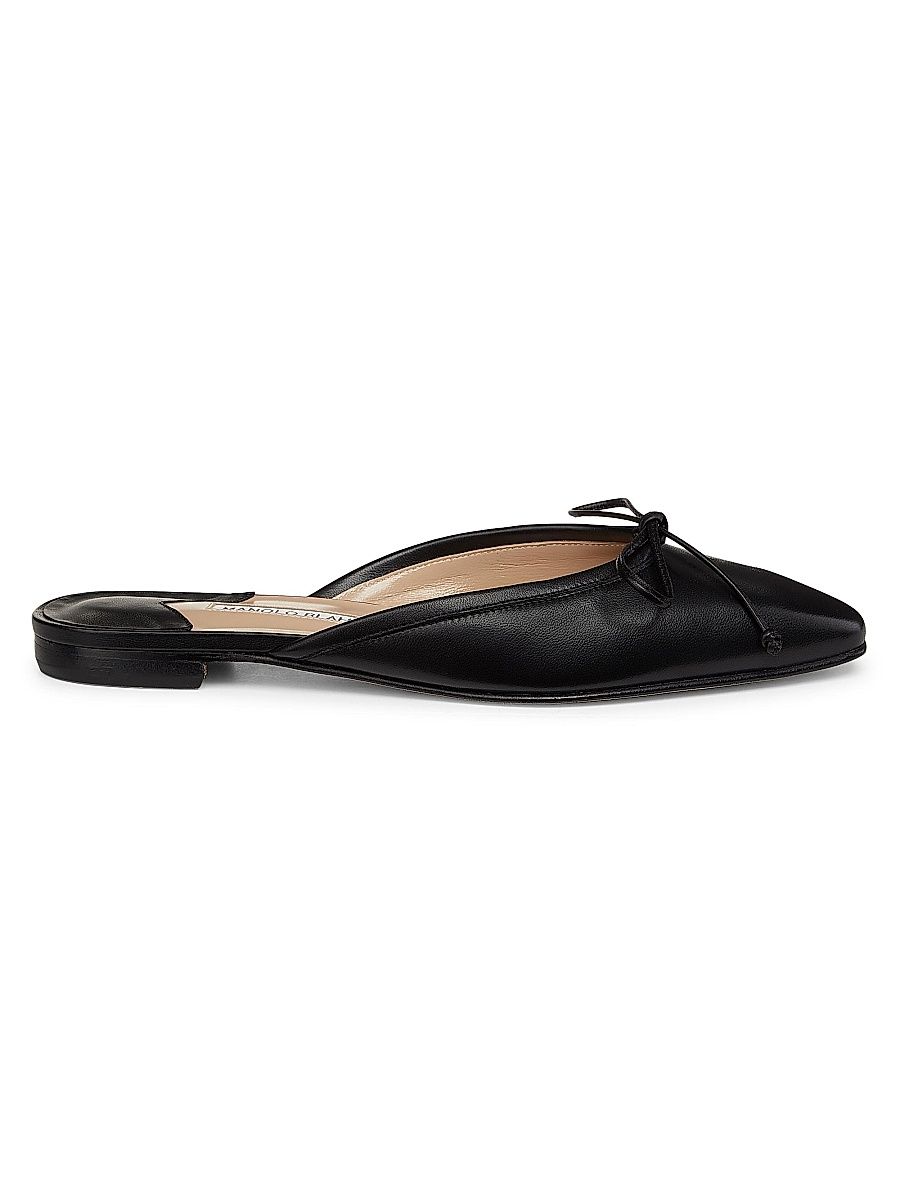 Women's Ballerimu Bow-Detailed Leather Flat Mules - Black - Size 10.5