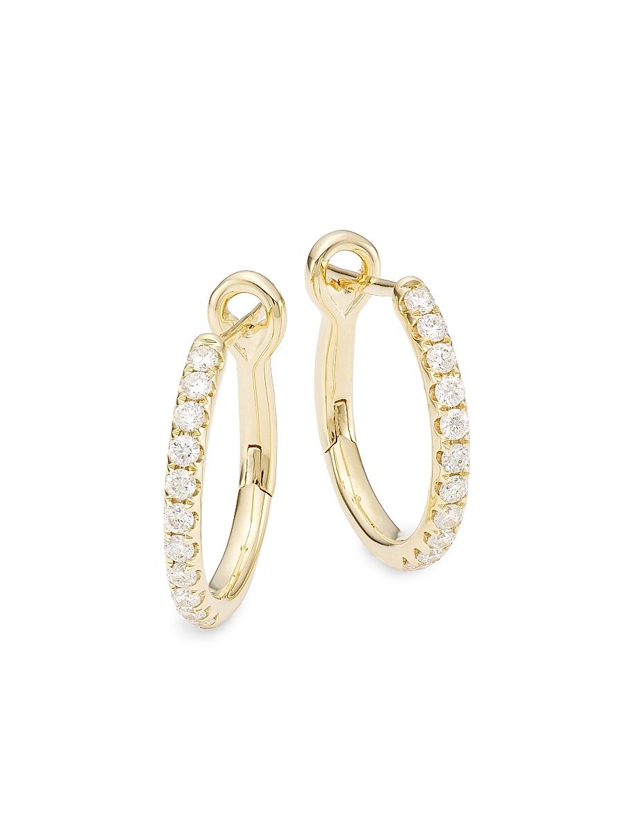 Women's 14K Gold & 0.26 TCW Diamond Hoop Earrings - Yellow Gold