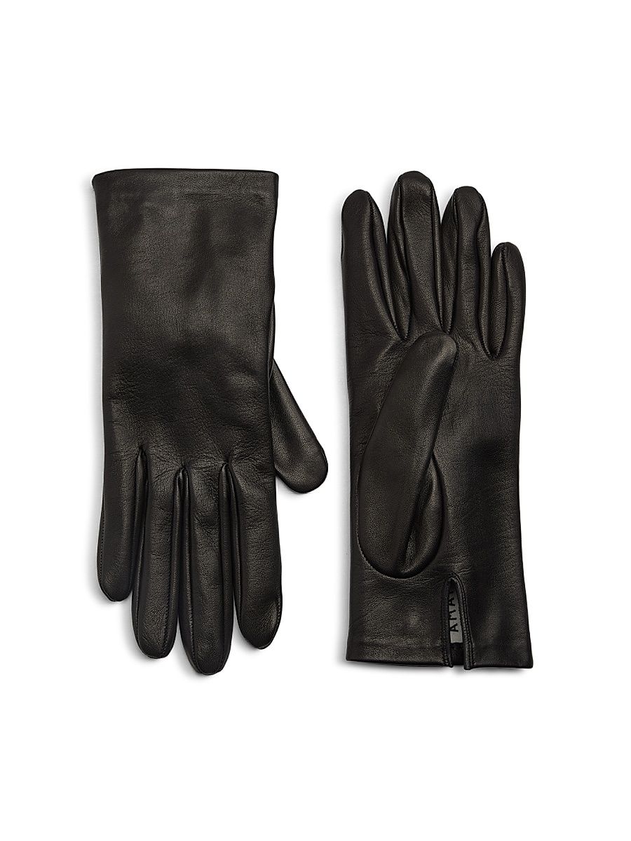 Women's Cut-Out Leather Gloves - Black - Size 8