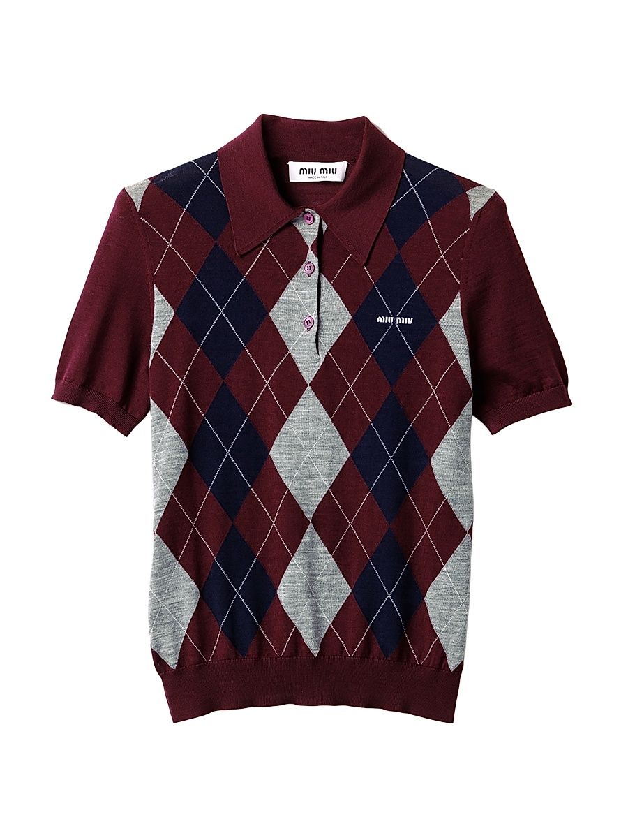 Women's Wool Polo Shirt - Dark Red - Size 8