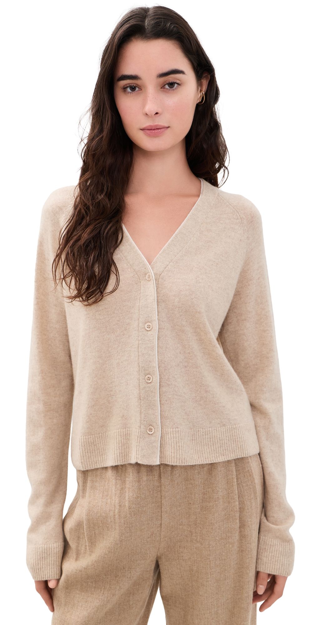 OGD One Grey Day Steven Cashmere Cardigan Oatmeal Combo XS