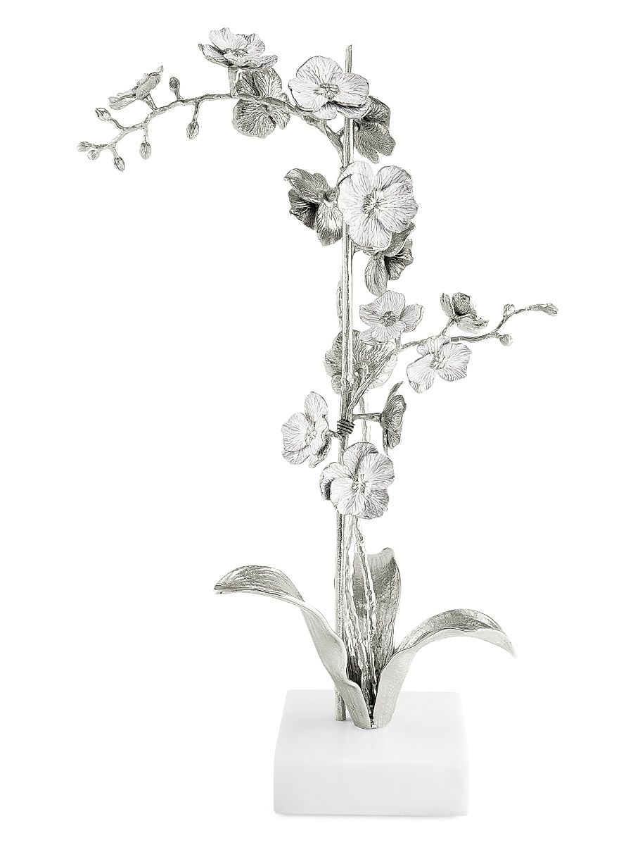Silver Orchid Stem Large Sculpture