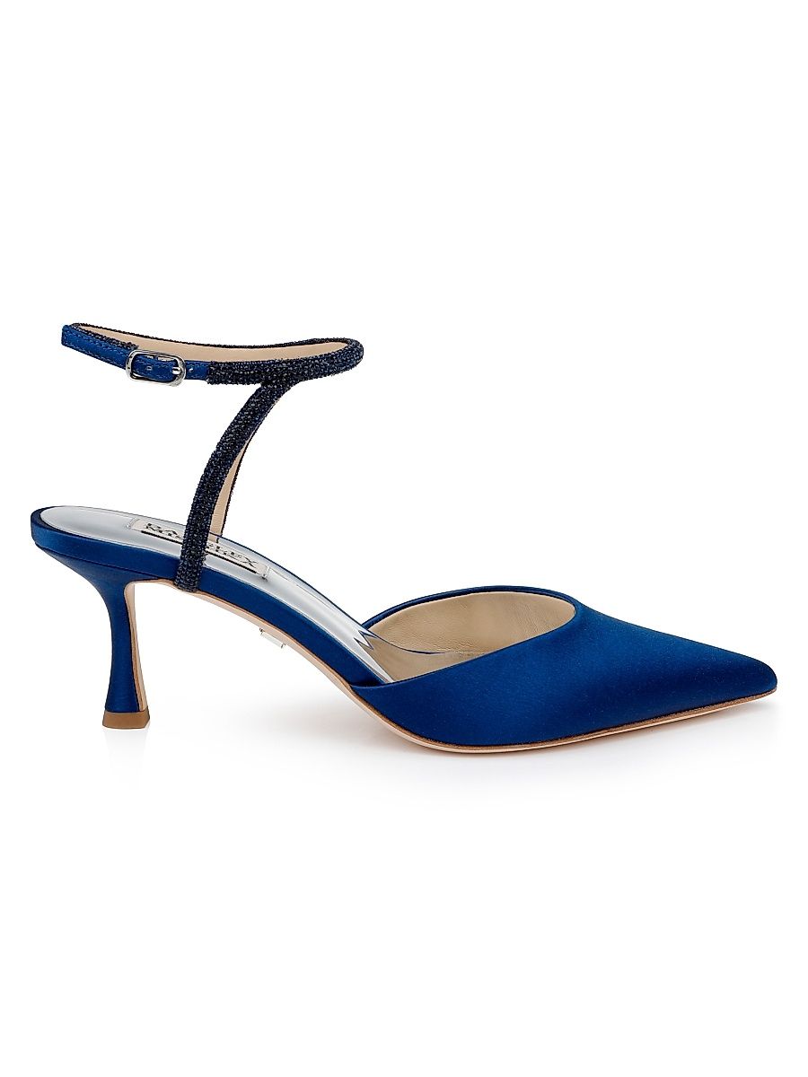 Women's Autumn 65MM Embellished Satin Pumps - Blue - Size 11