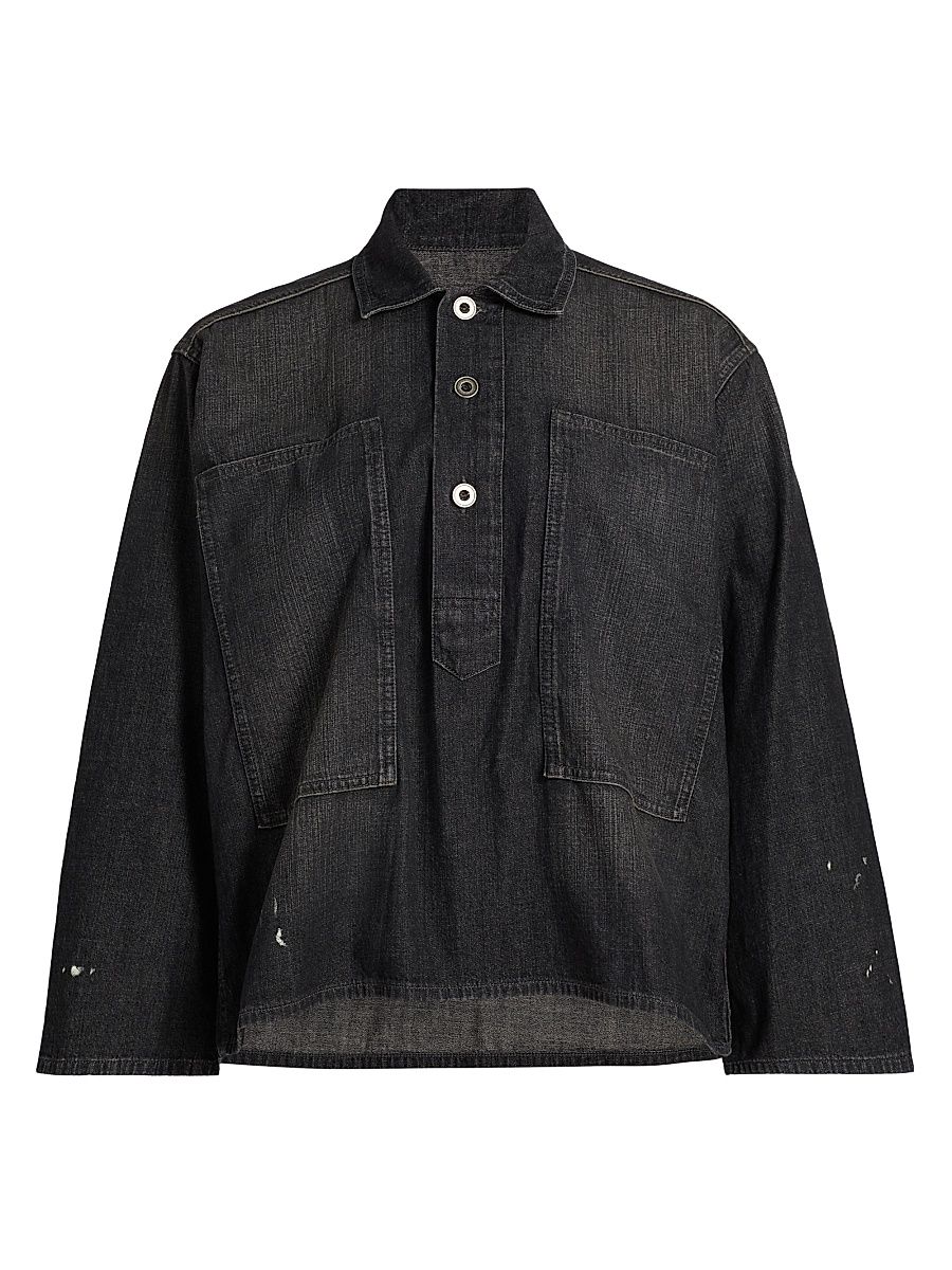 Women's Oversized Denim Pull-Over Shirt - Black - Size 4