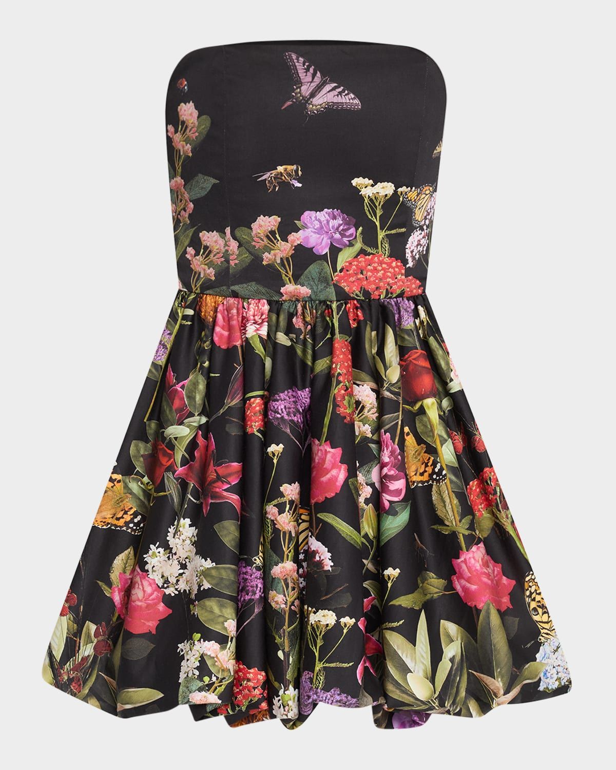 Asha Strapless Structured Bubble-Hem Mini Dress