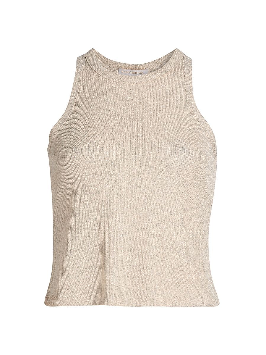 Women's Ella Metallic Knit Tank Top - Gold - Size XXL