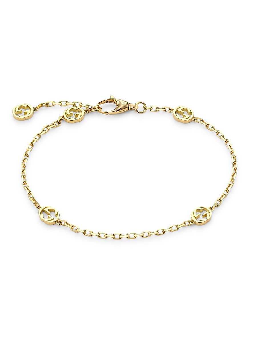 Women's Bracelet With Interlocking G Motif In Yellow Gold - Silver