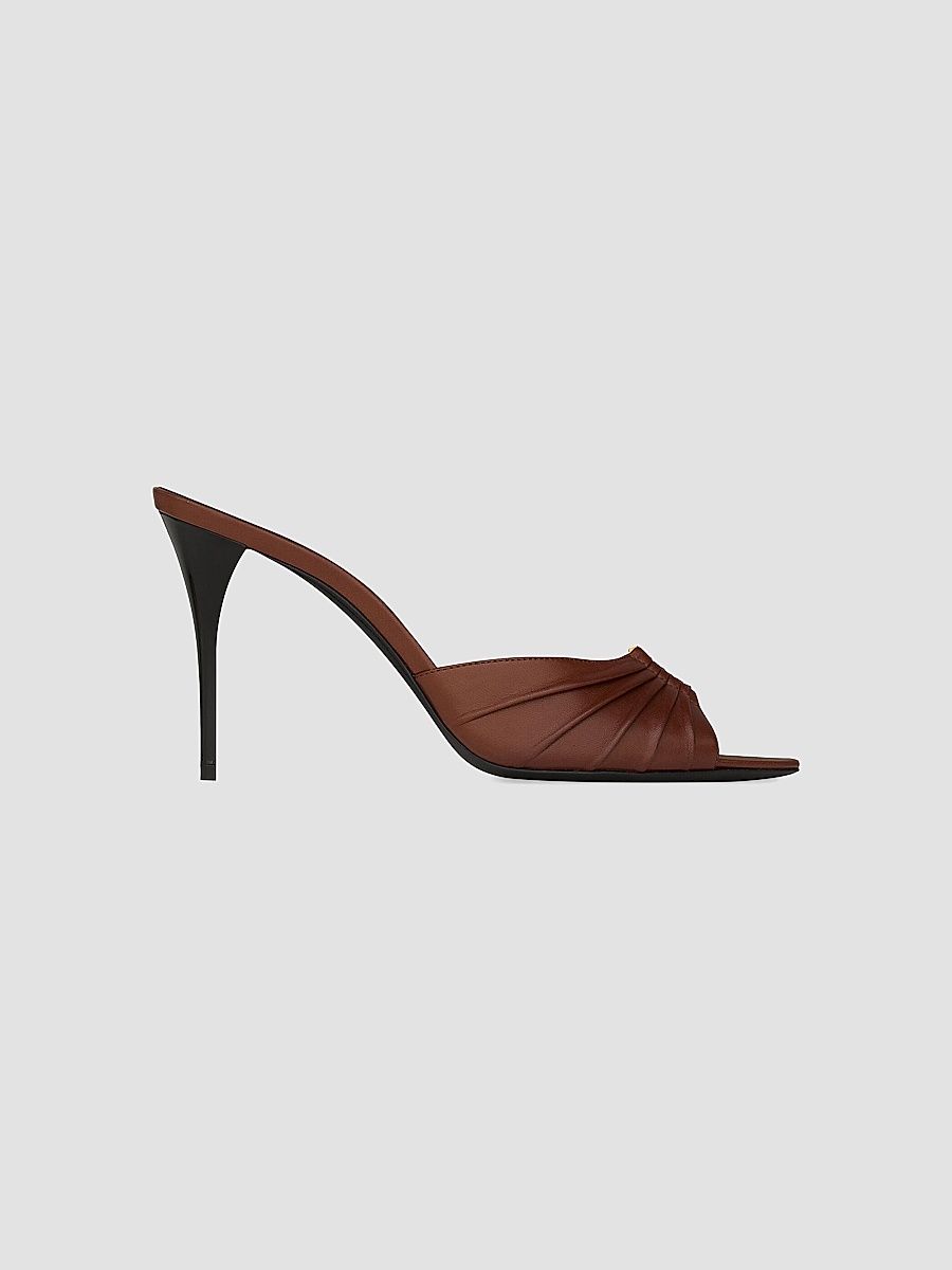 Saint Laurent Women's Babylone Mules in Smooth Leather - Aesthetic Brown - Size 12