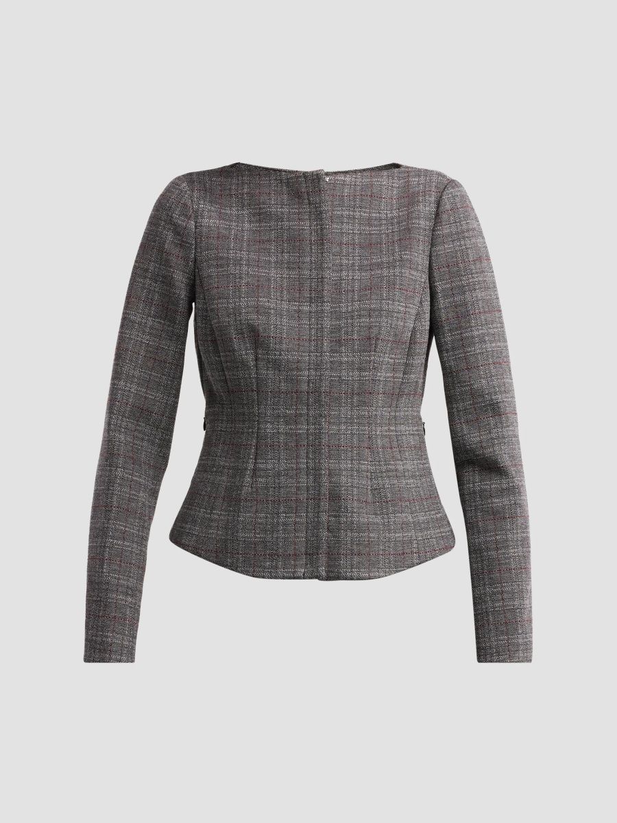 Theory Women's Plaid Tweed Jacket - Wine Multi - Size 4