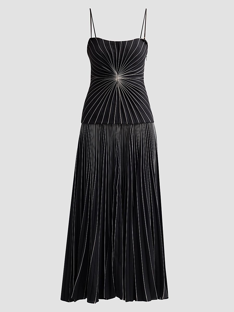 Acler Women's Femme Fatale Philong Pleated Maxi Dress - Black And Buttercream - Size 12