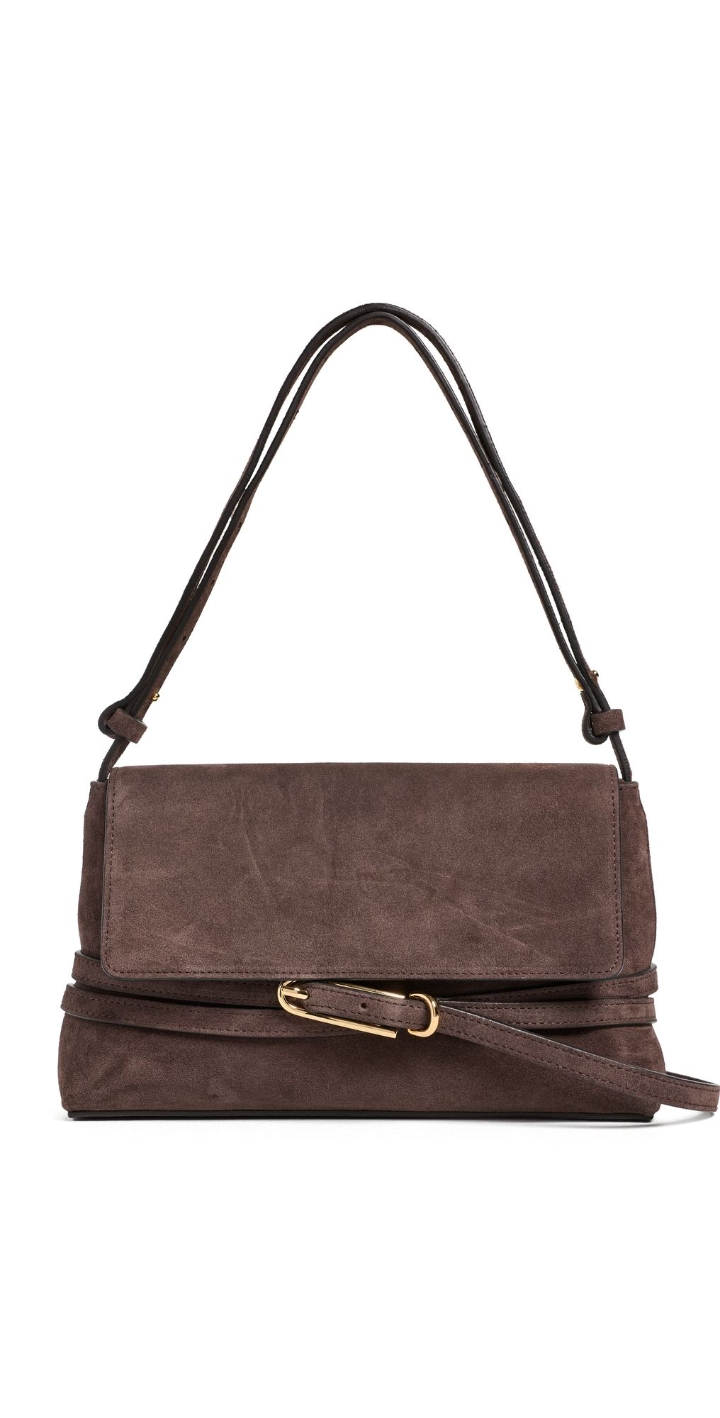 Liffner Belted Shoulder Bag Dark Brown/Gold Hardware One Size