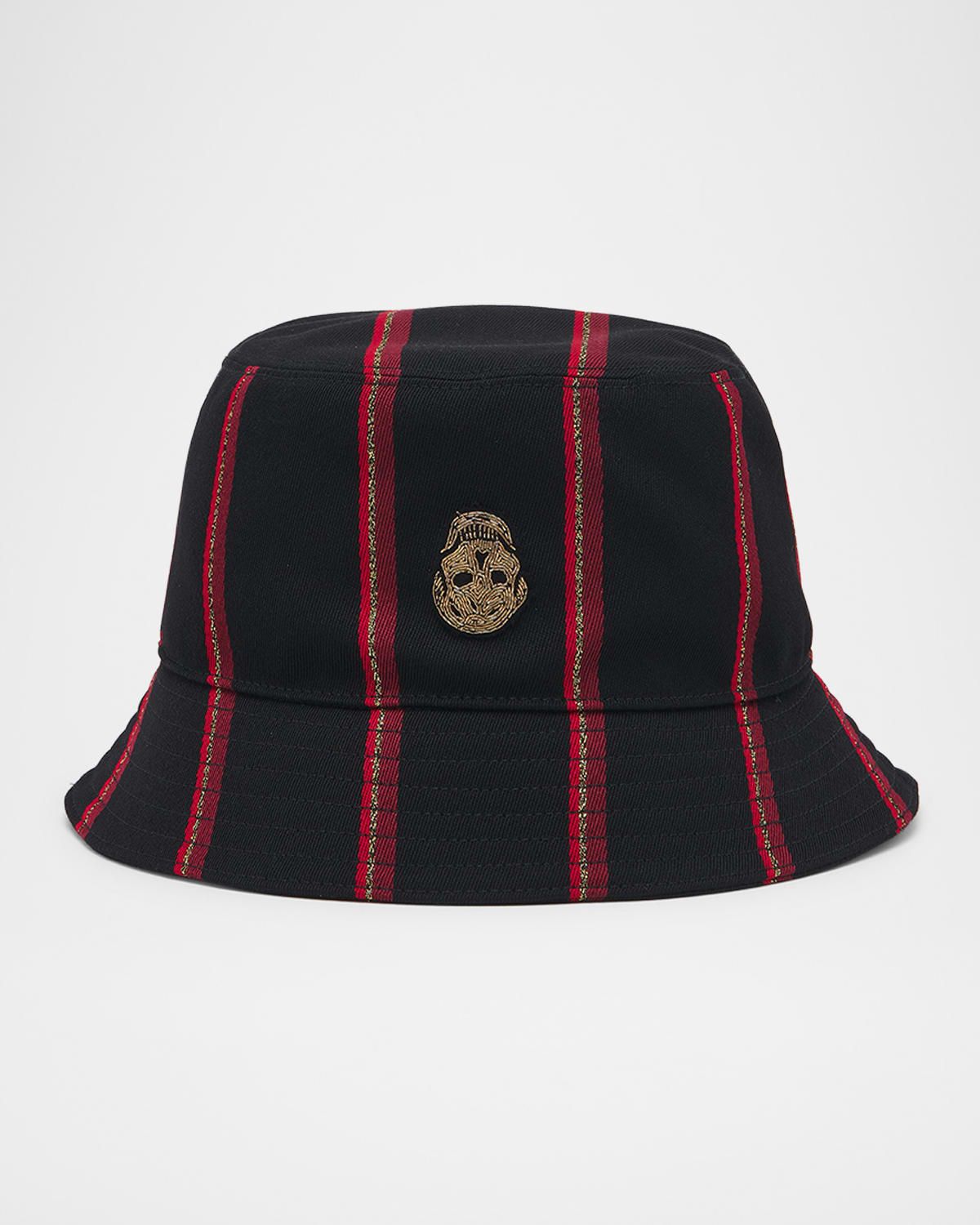 Men & apos;s Wool College Stripe Skull Bucket Hat