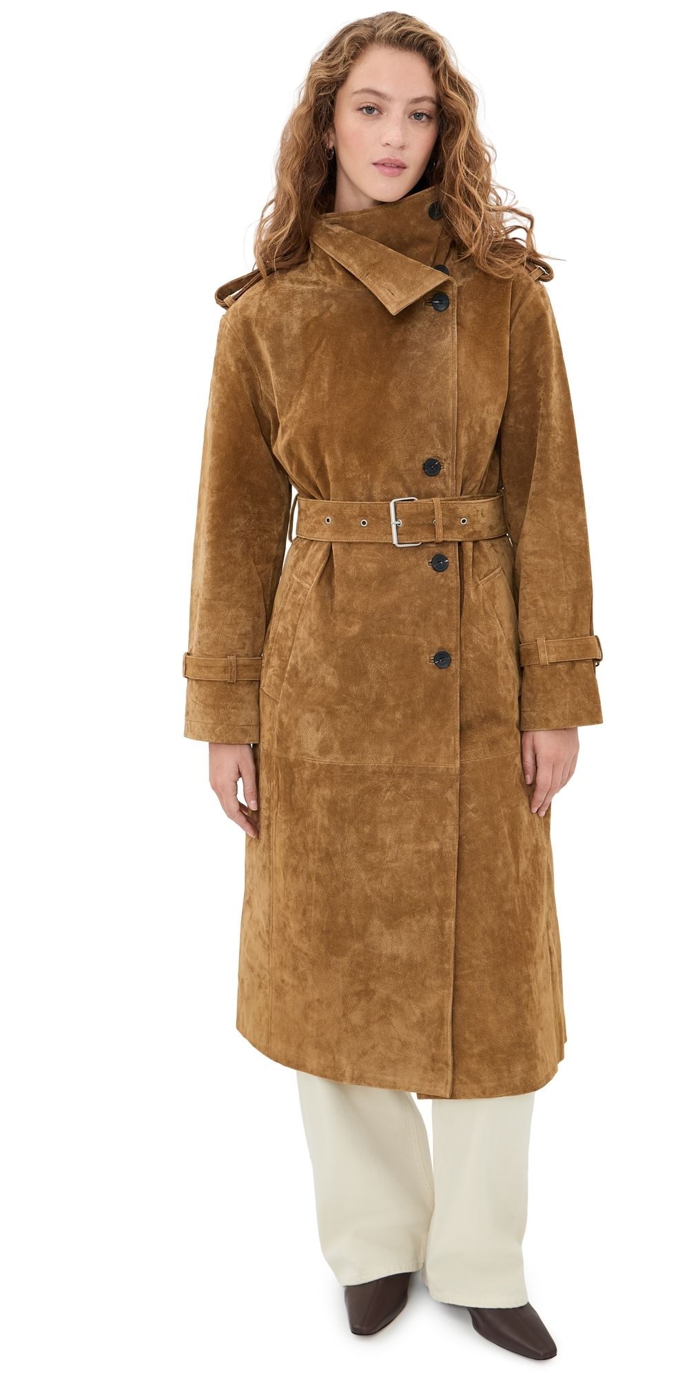 Avec Les Filles Funnel Neck Slouchy Trench Whiskey M