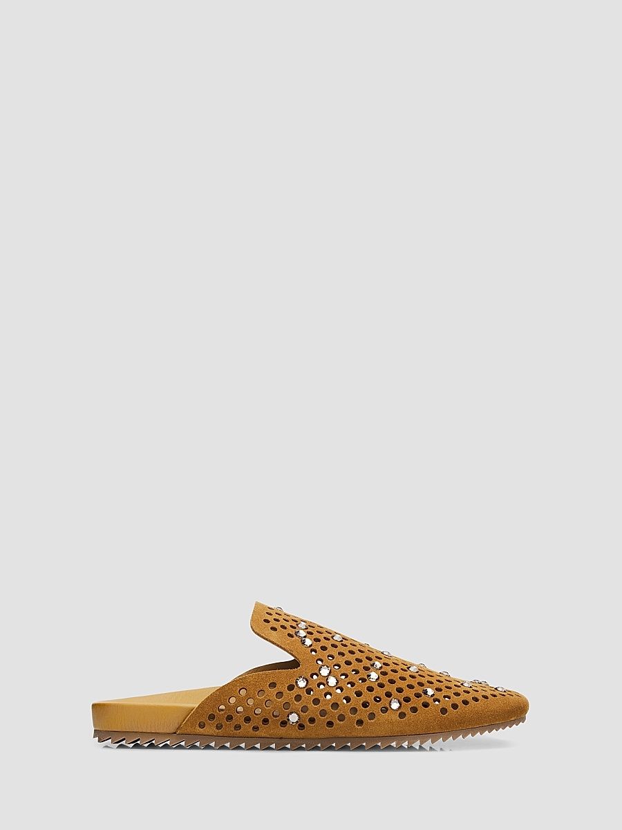 Women's Braidy Crystal & Mesh Suede Mules - Alpaca Castoro - Size 12