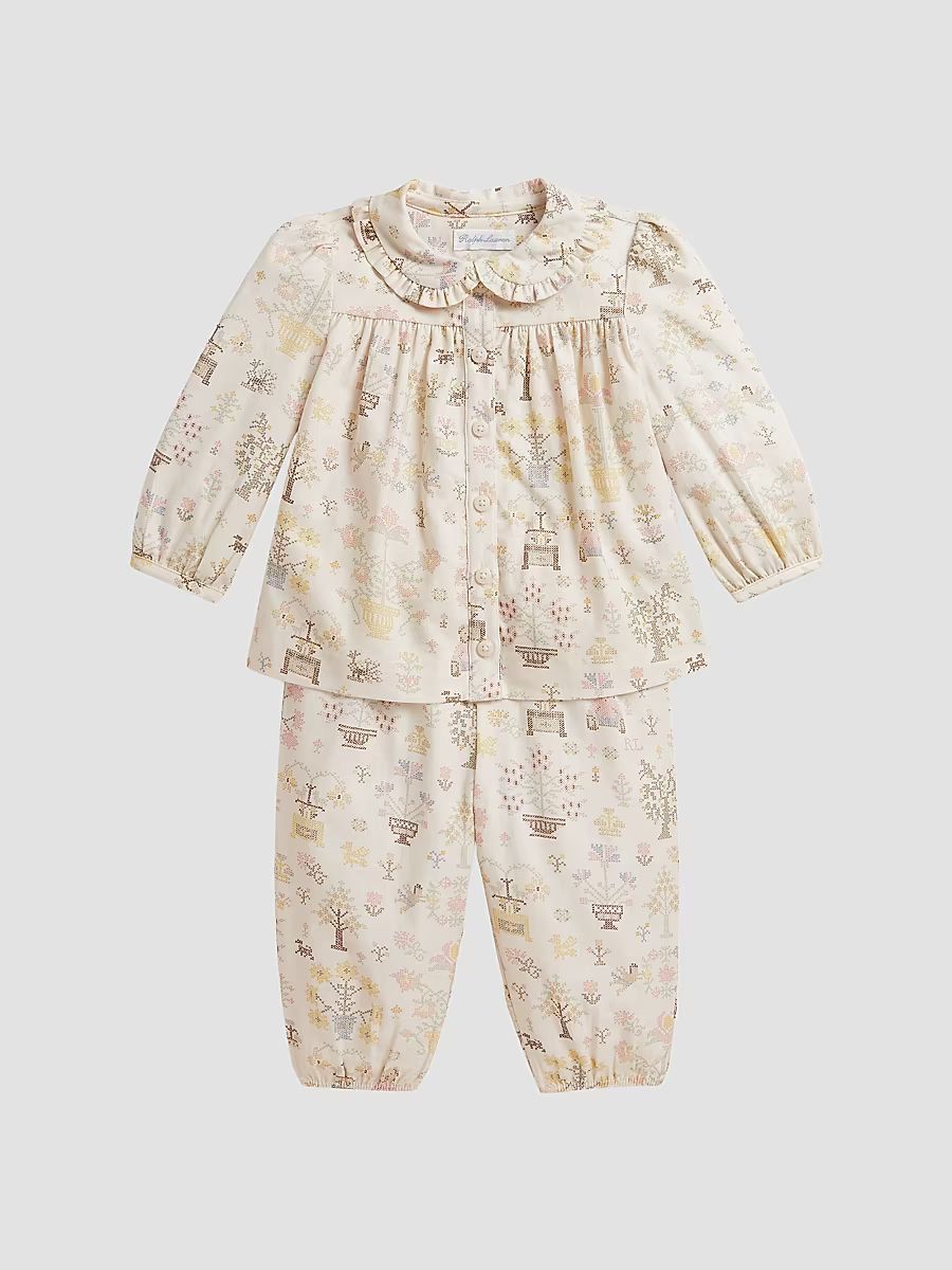 Baby Girl's Polo Bear Brushed Twill Top & Pants Set - Petite Point Baby Bear - Size 18 Months