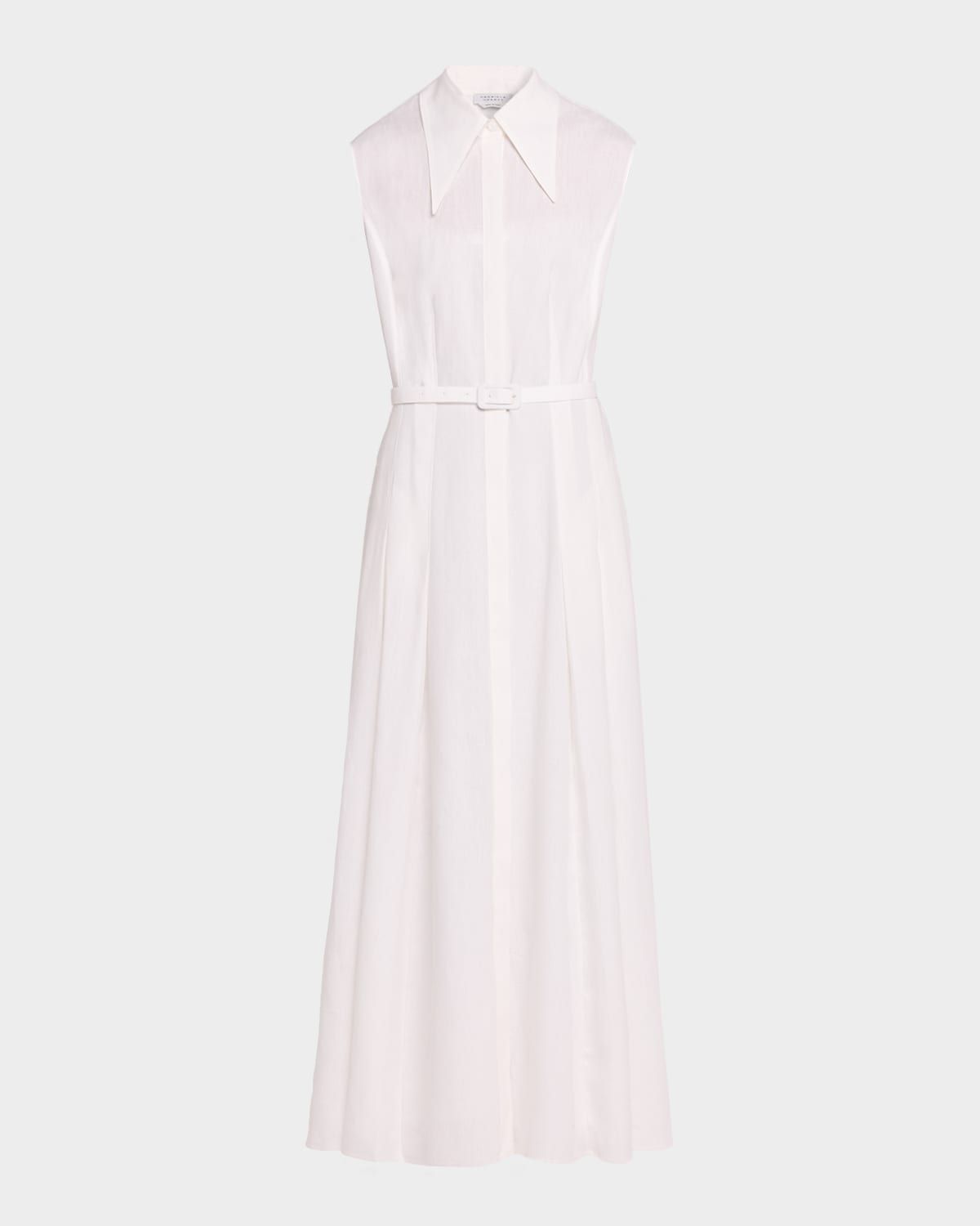 Durand Sleeveless Belted Linen Midi Shirtdress