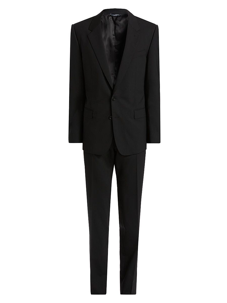 Men's Stretch-Wool Suit - Black - Size 46