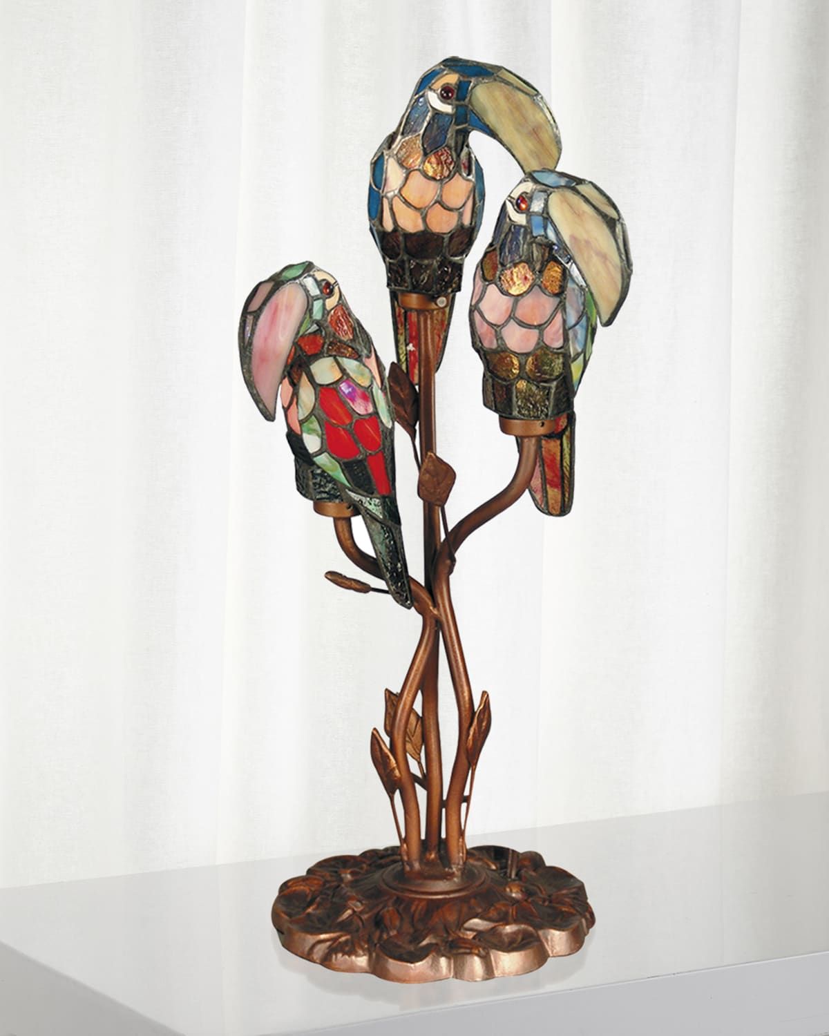 Three Parrots Tiffany Table Lamp