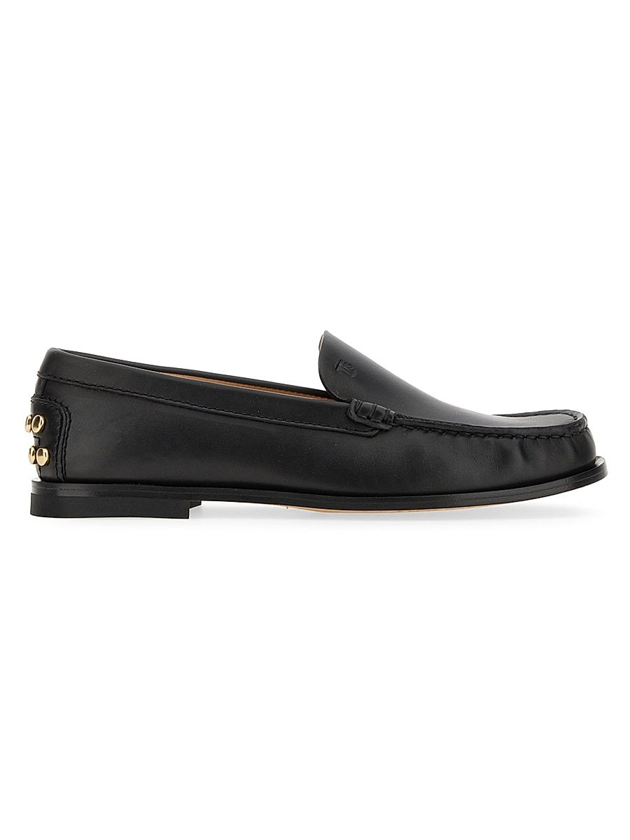Women's Metal-Pebble Leather Loafers - Black - Size 6