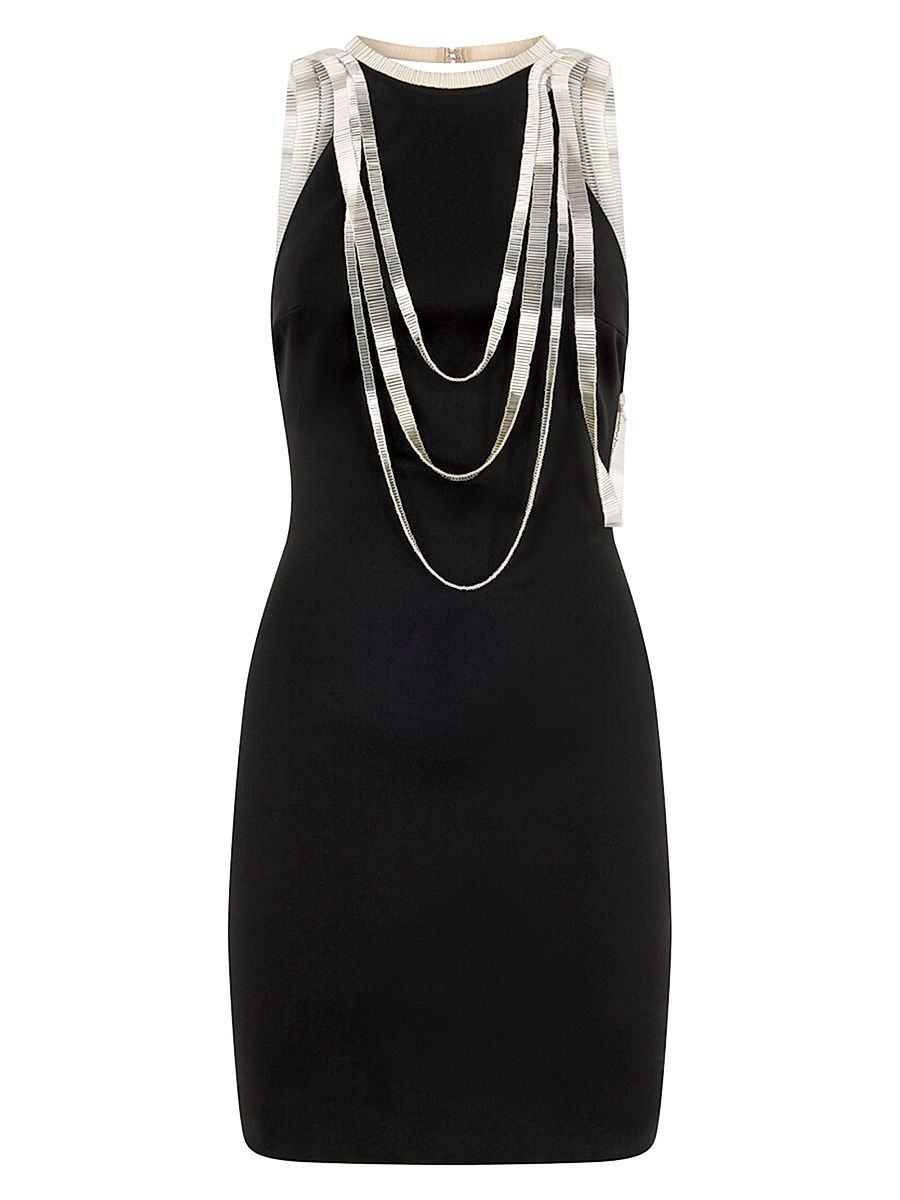 Women's Chain-Detailed Sleeveless Minidress - Black - Size 4