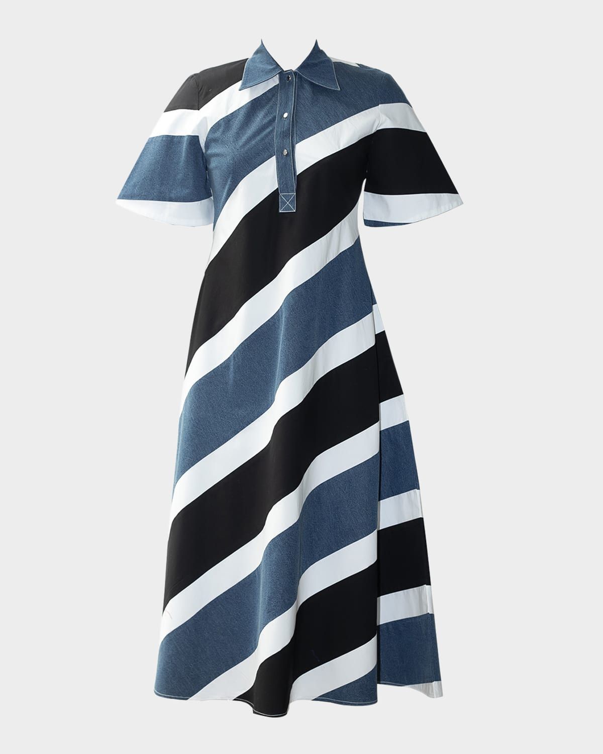 Gravity Striped Cotton Midi Shirtdress