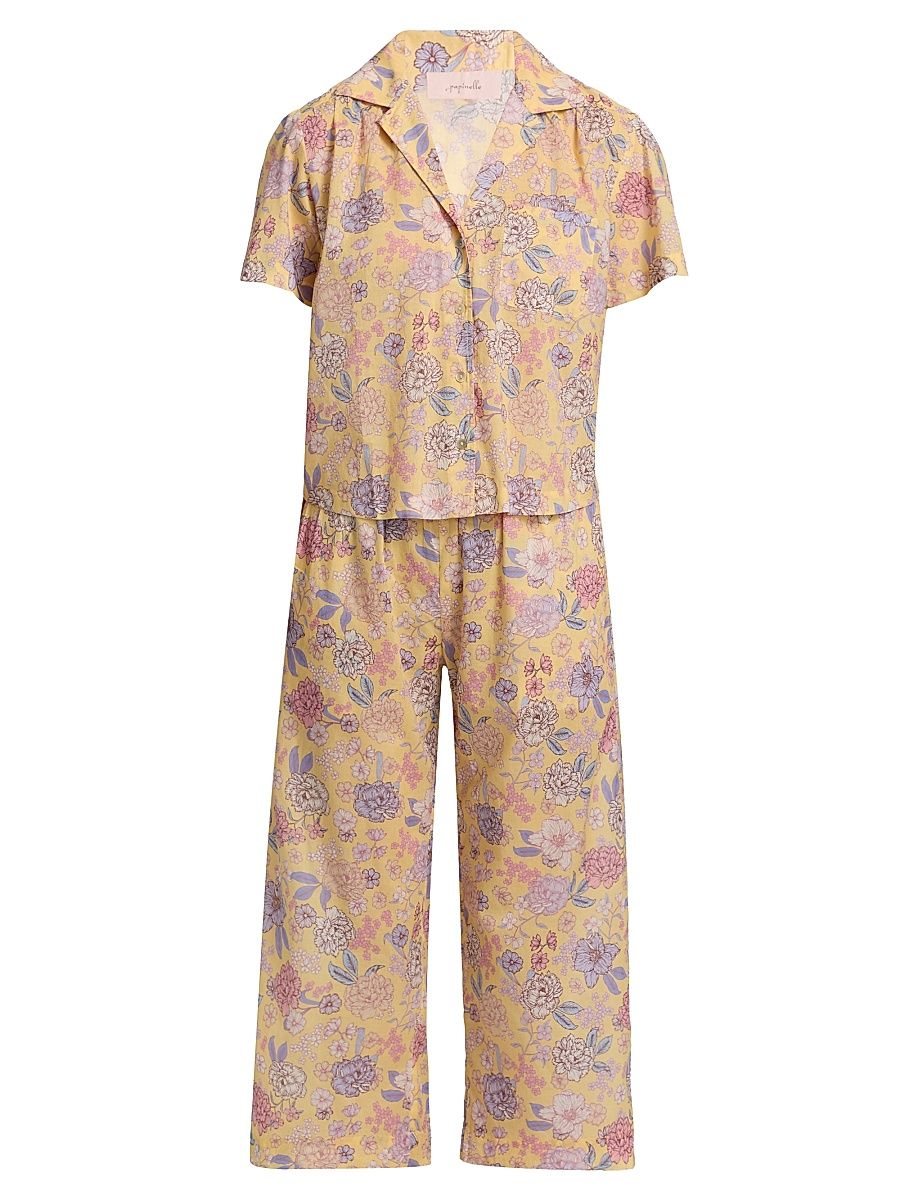 Women's Karolina Floral Crop Pajamas - Golden Haze - Size XL