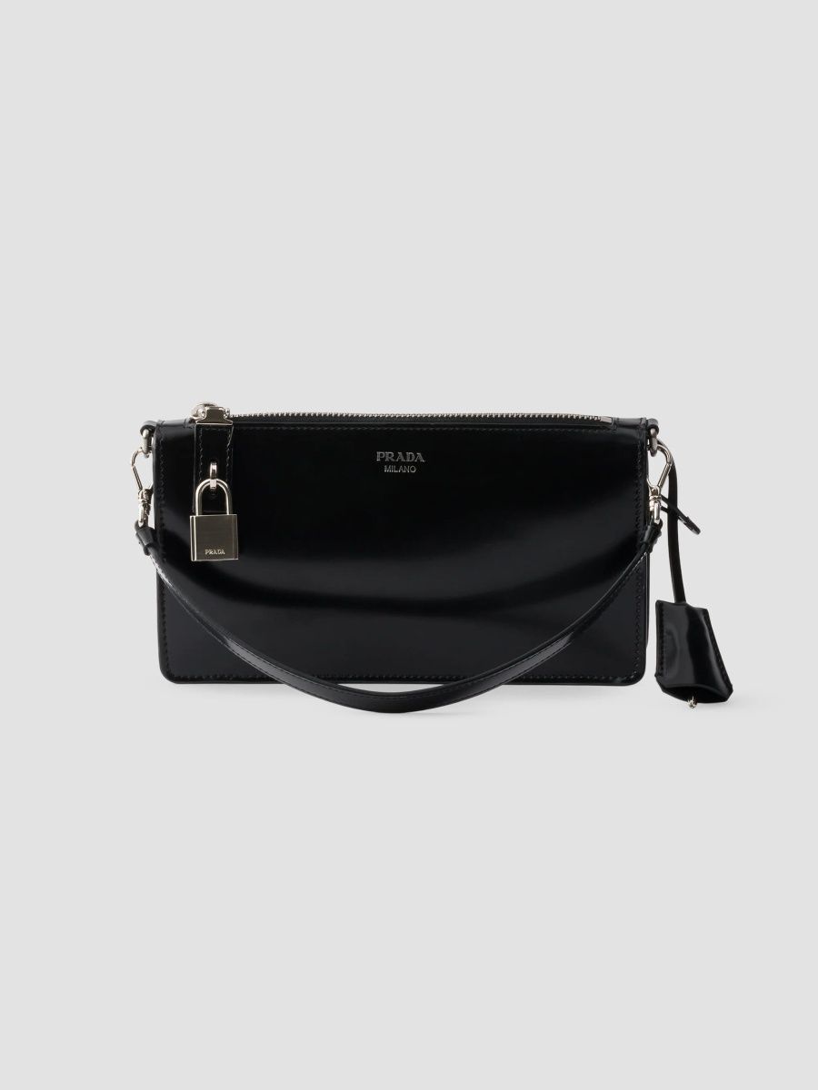 Prada Women's Brushed Leather Mini Pouch - Black