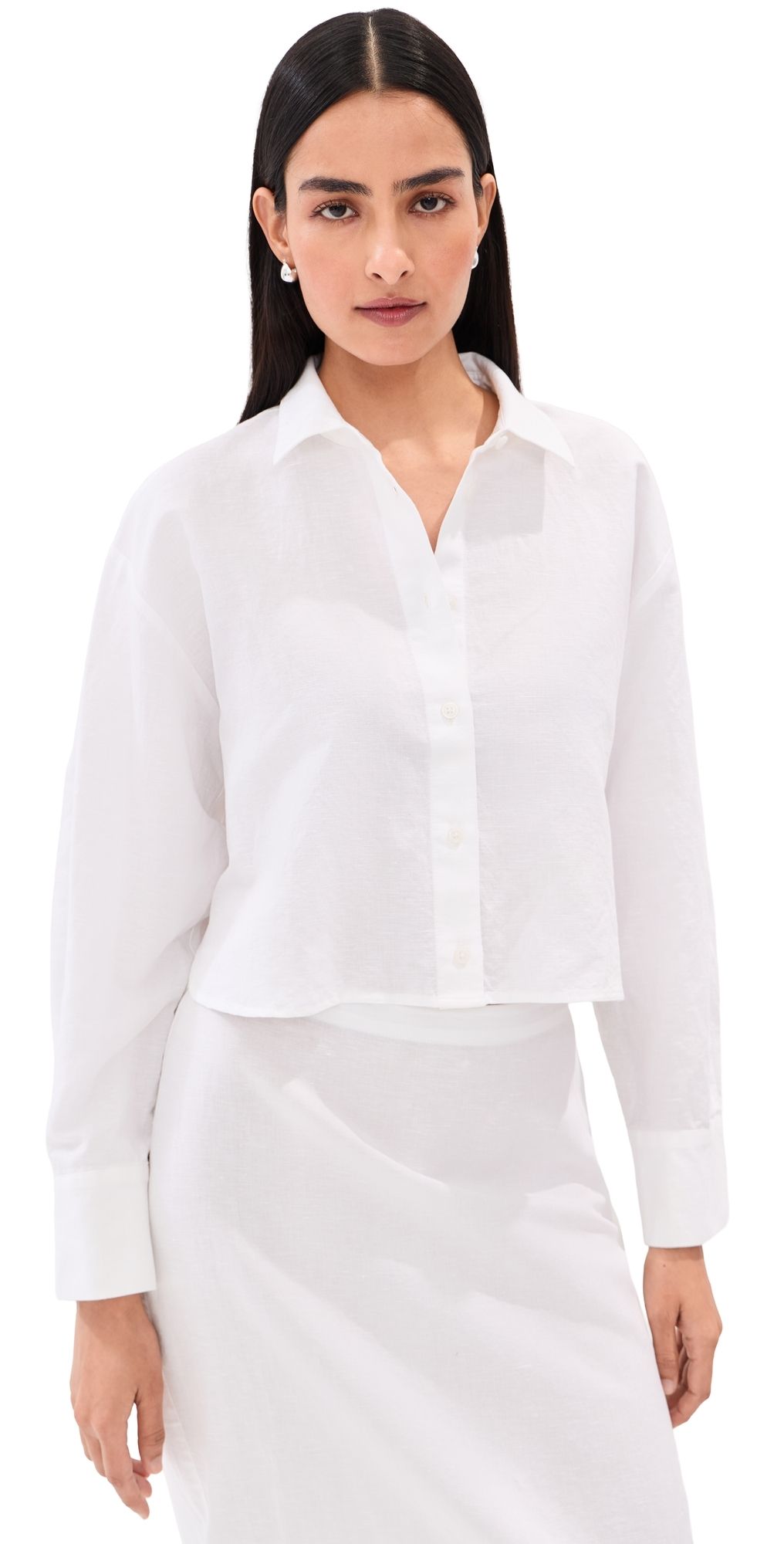 LE BOP Estelle Linen Button Down Shirt White XS