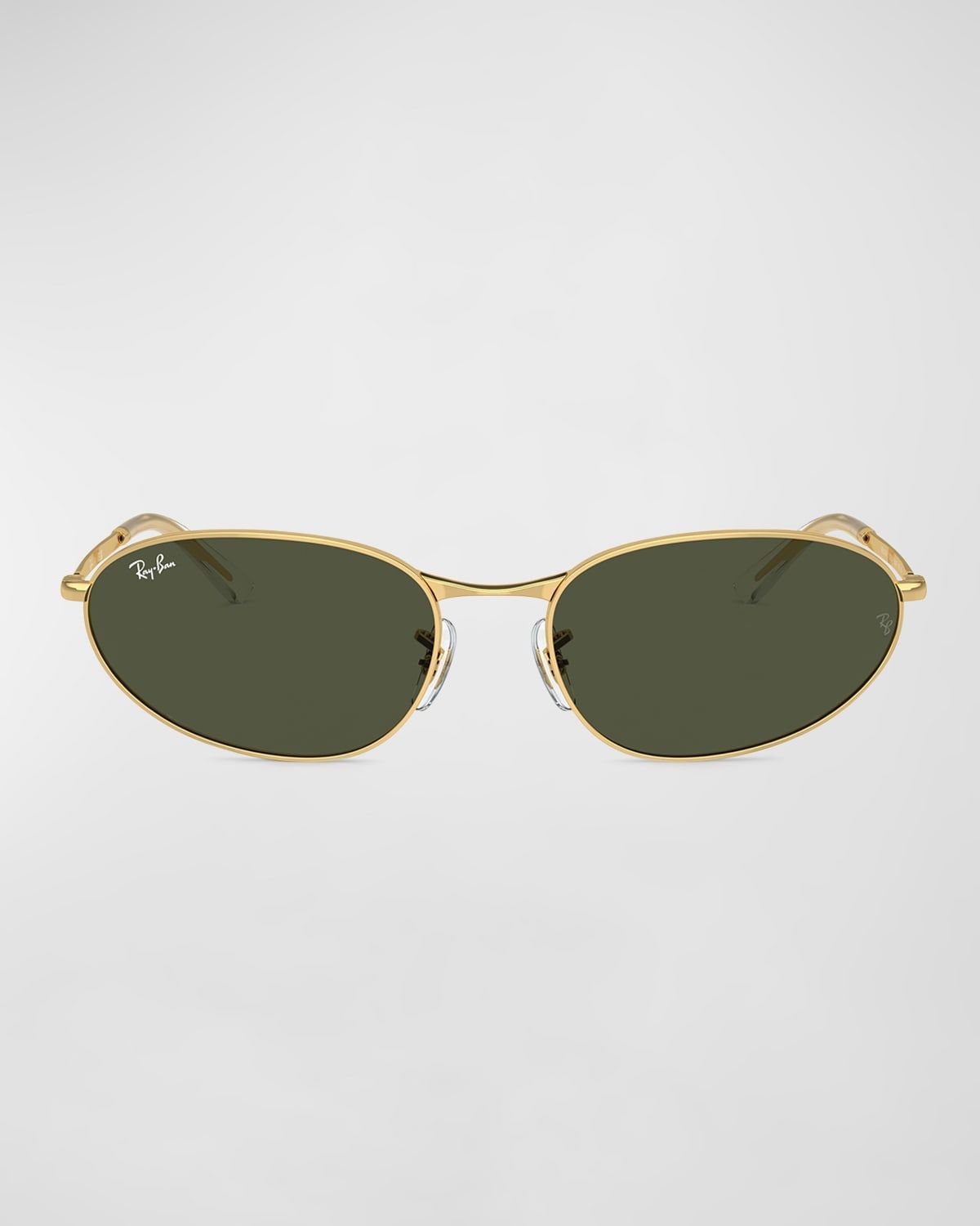 Sleek Metal Oval Sunglasses, 56mm