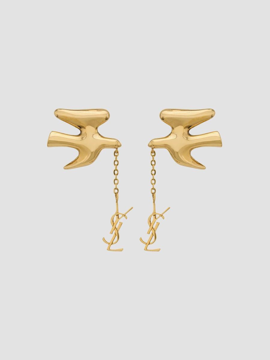 Saint Laurent Women's Cassandre Pendant Dove Earrings in Brass - Gold