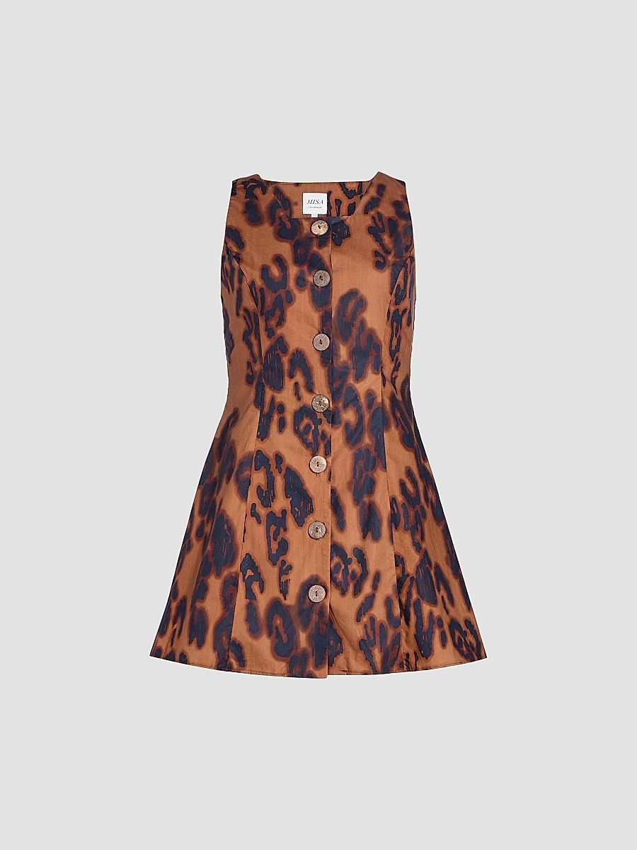Women's Alyse Blotted Leopard-Print Button-Front Minidress - Cocoa Leopard - Size XL