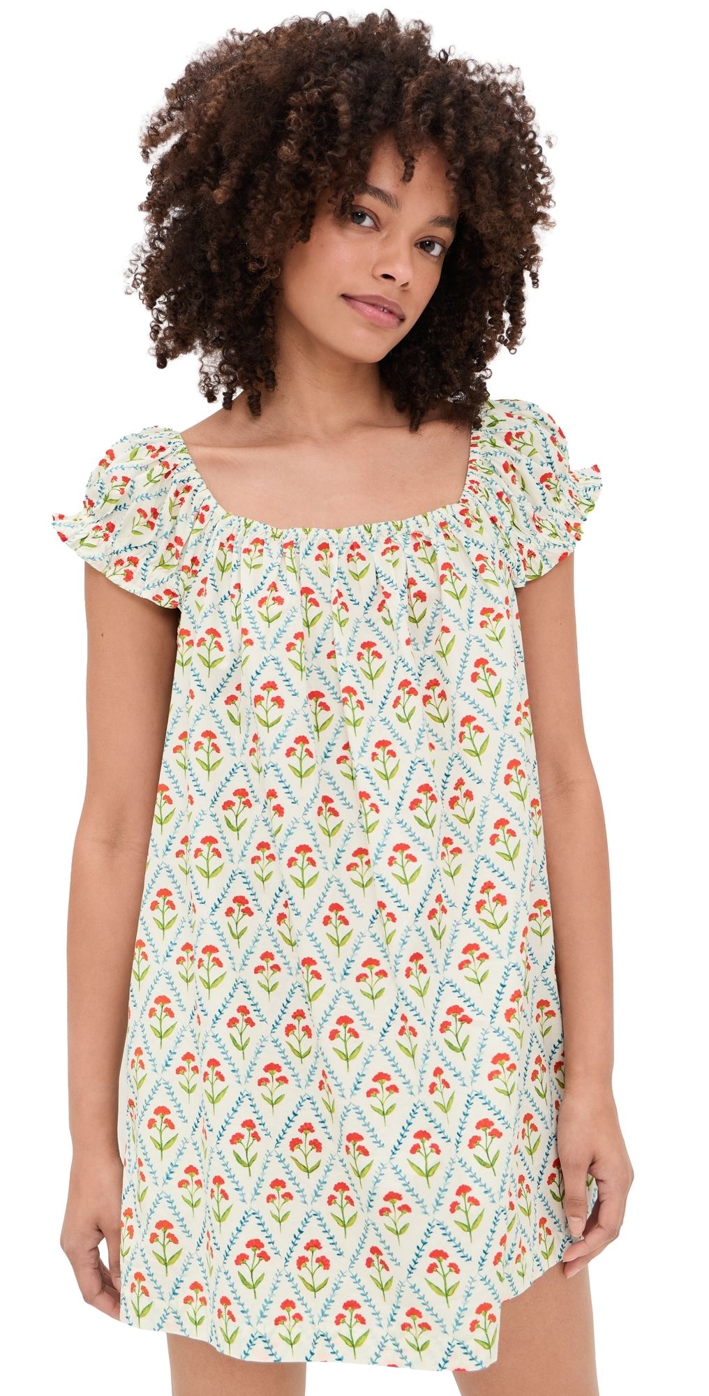 La Maregold Ophelia Dress Lattice Floral White XL