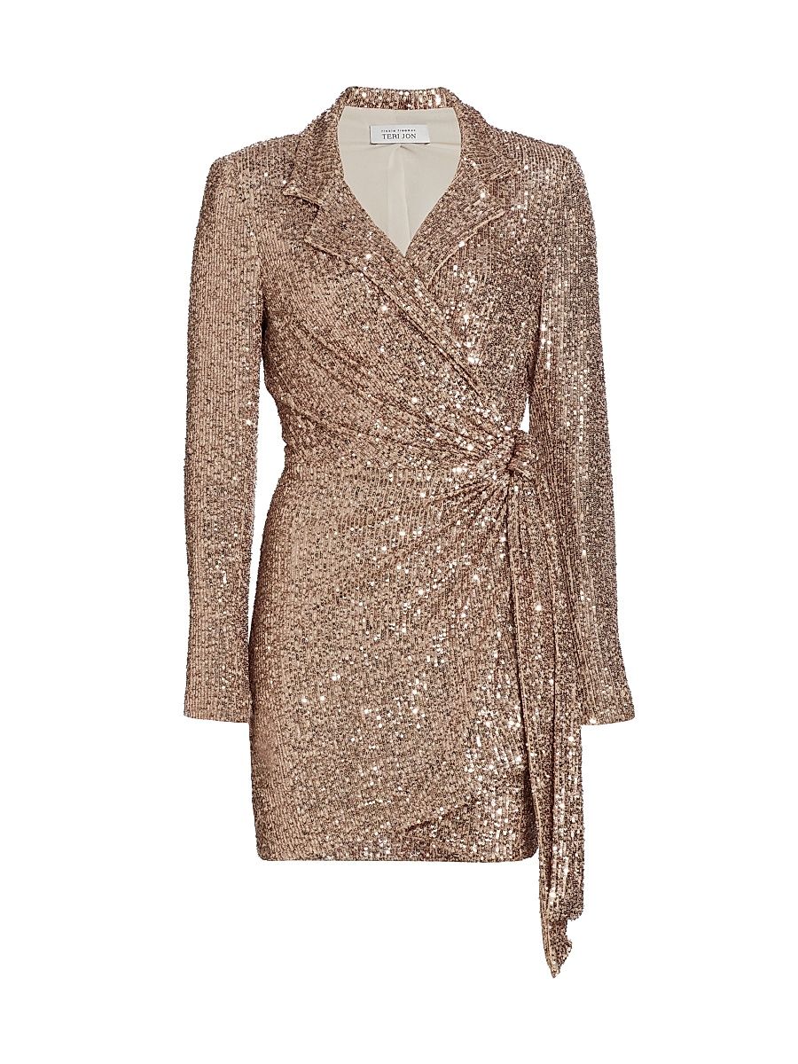 Women's Sequin Wrap Top - Copper - Size 6