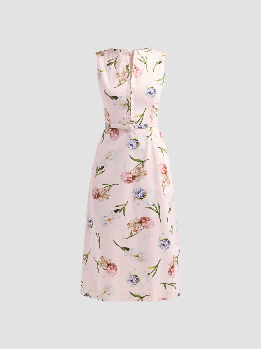 Oscar de la Renta Women's Resort Painted Iris Poplin Day Dress - Blossom Multi - Size 16