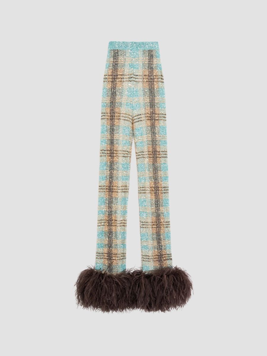 Valentino Women's Sequin Thread Pants with Check Pattern - Multicolor - Size XS