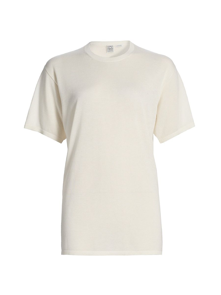 Women's Oversized Drop Shoulder Knit T-Shirt - White - Size XL