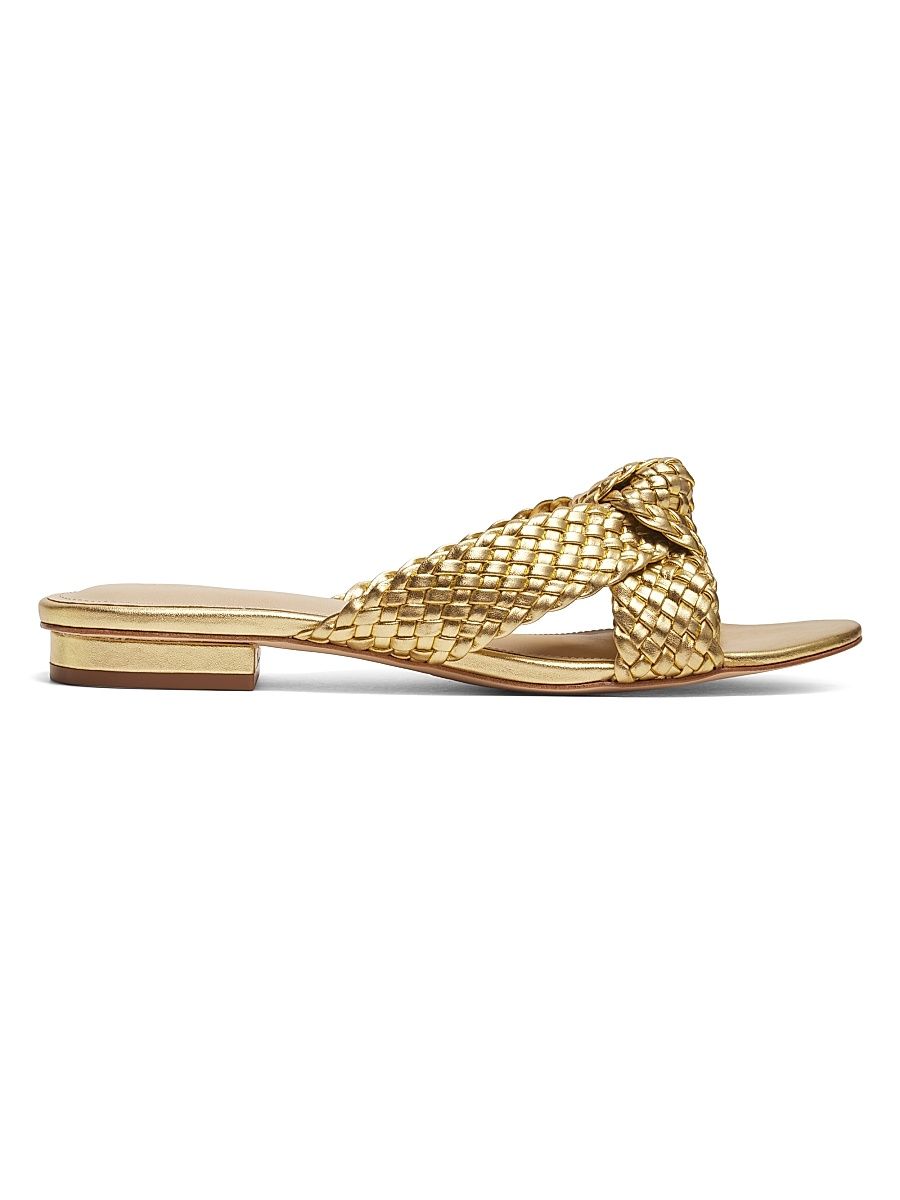 Women's Braided Knot Metallic Leather Sandals - Gold - Size 11