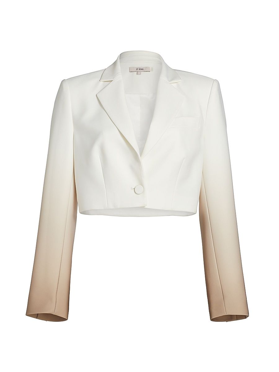 Women's Jasper Ombré Crop Blazer - Taupe Ivory - Size 10