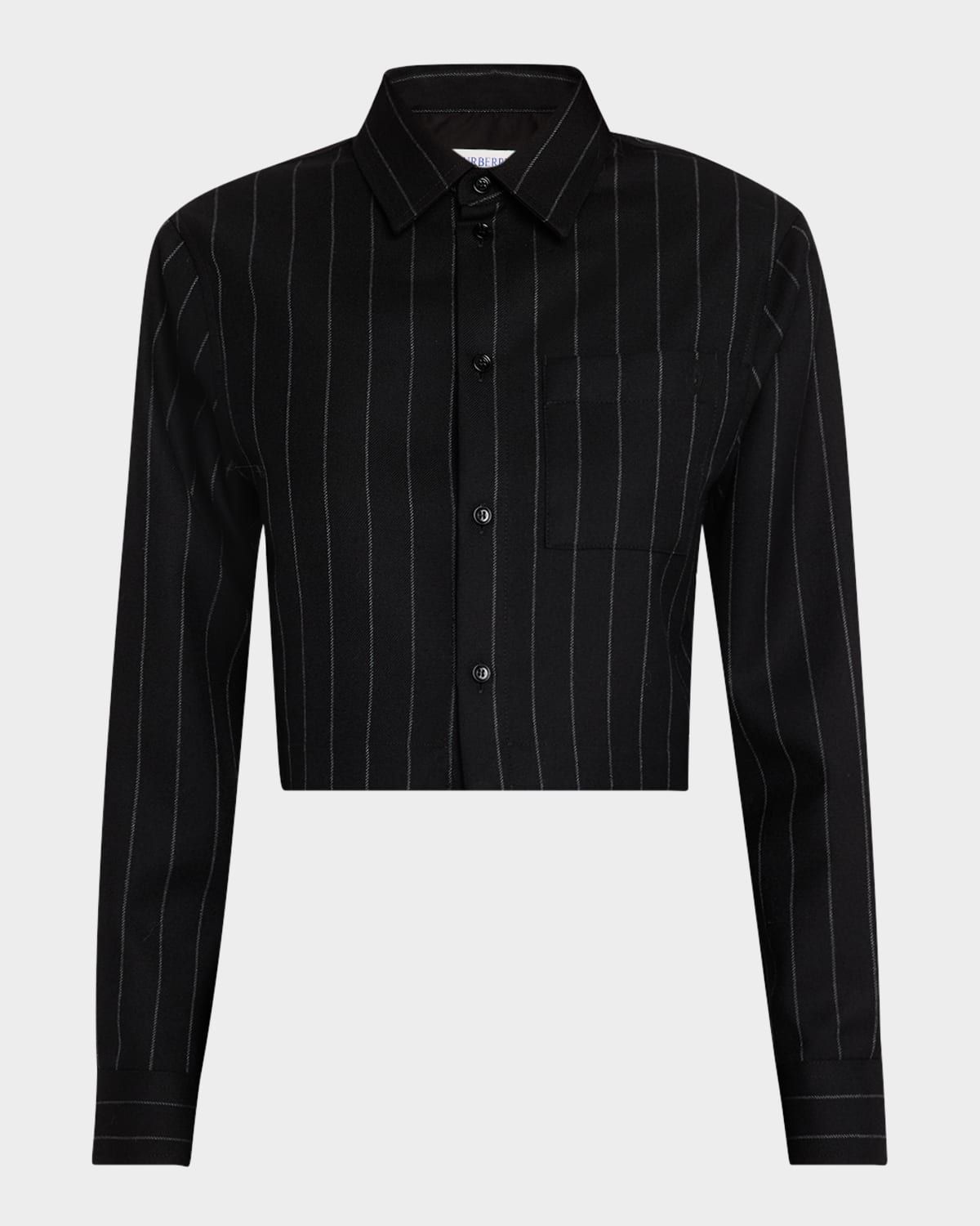 Pinstripe Cropped Wool Blouse