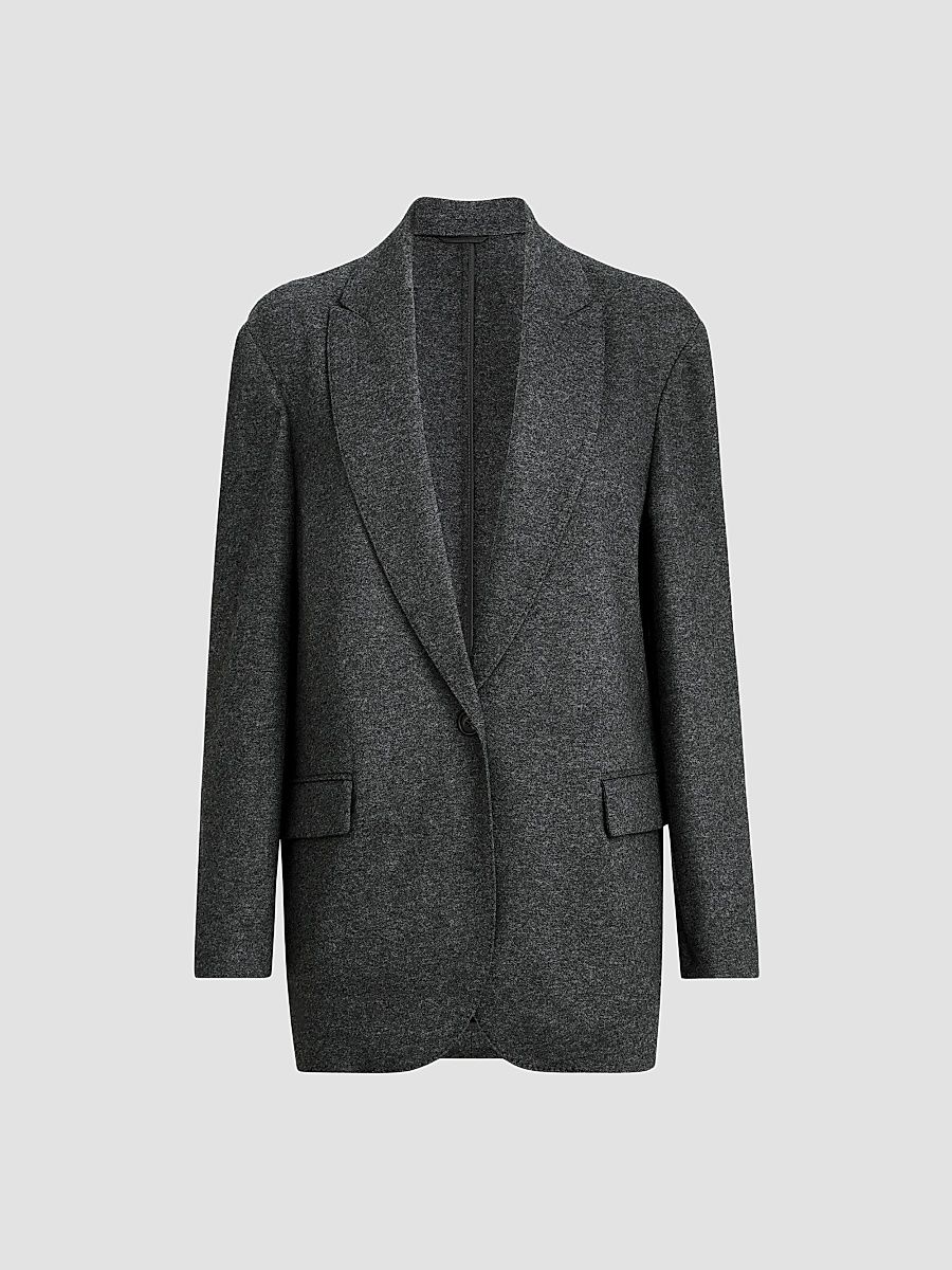 Women's Cashmere Jersey Blazer - Anthracite - Size 8