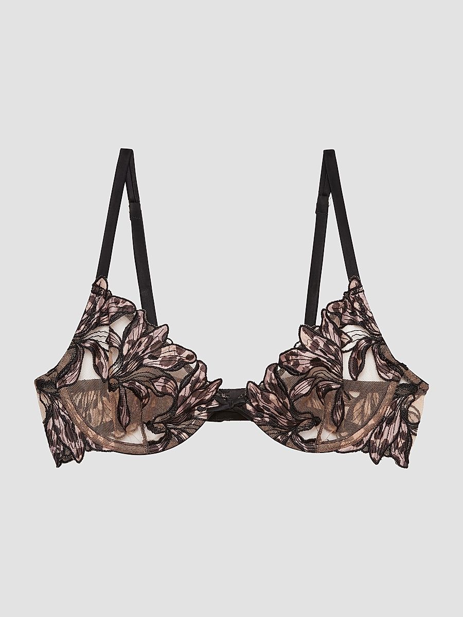 Women's Lily Embroidered Demi Bra - Leopard Lily - Size 36D