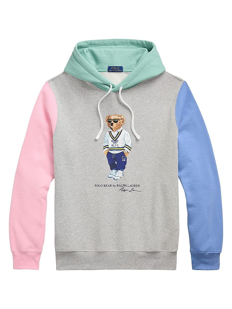 Men's Polo Bear Fleece Hoodie - Androver Heather Bear - Size Medium
