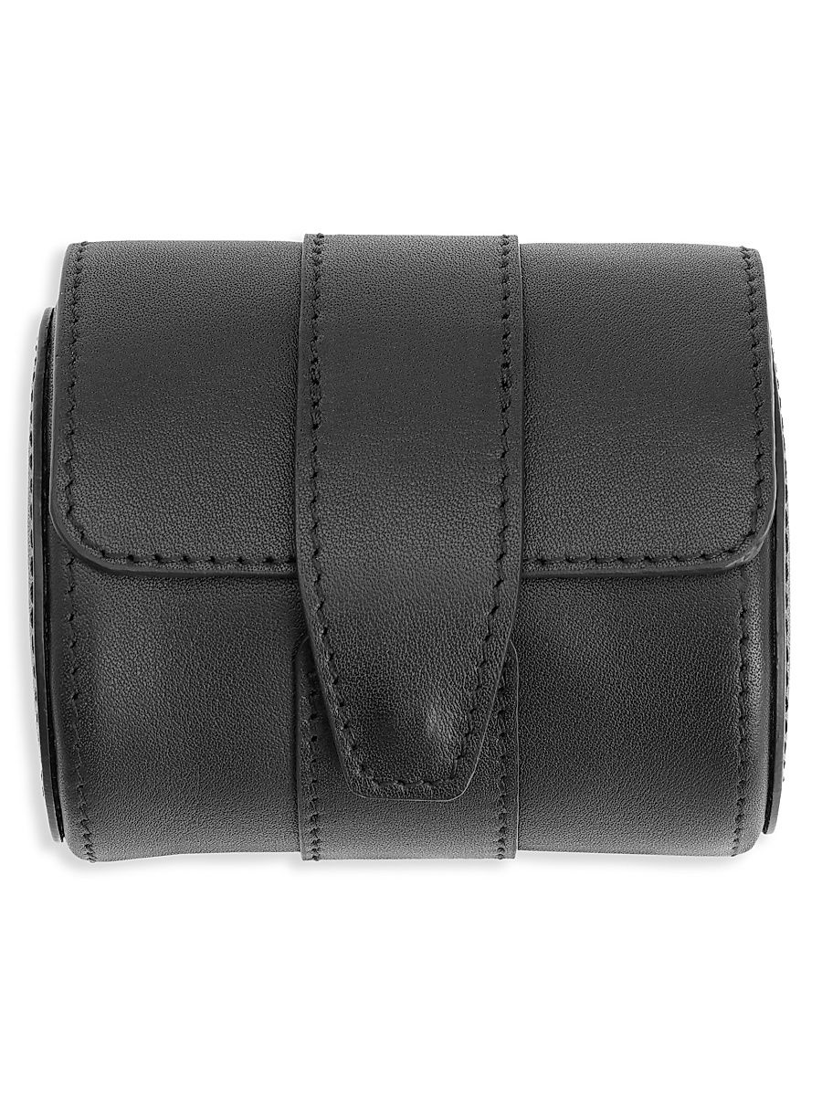 Women's Single Leather Travel Watch Roll - Black
