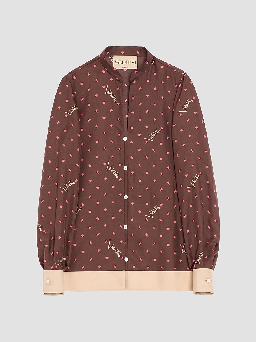 Women's Stelline Firma Starry Twill Shirt - Chocolate - Size 6