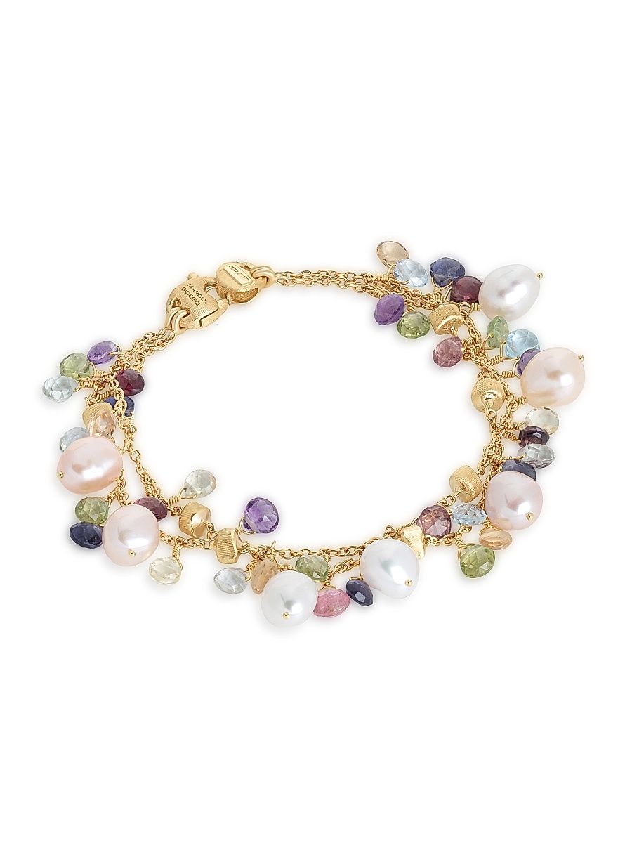 Women's Paradise 18K Yellow Gold & Mixed-Gemstone Double-Chain Bracelet - Gold